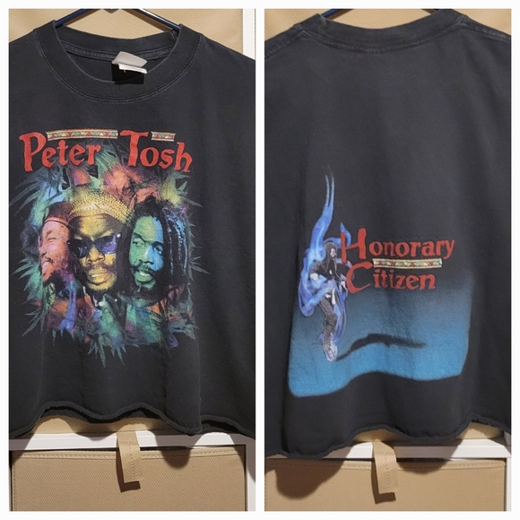 Vintage Peter Tosh Honorary Citizen Cropped Tee Shirt Men's XL - Picture 4 of 4
